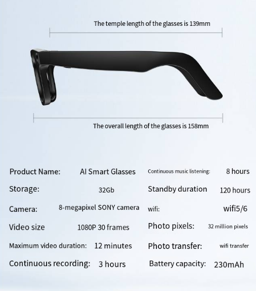 Smart Vision AI Camera Glasses
